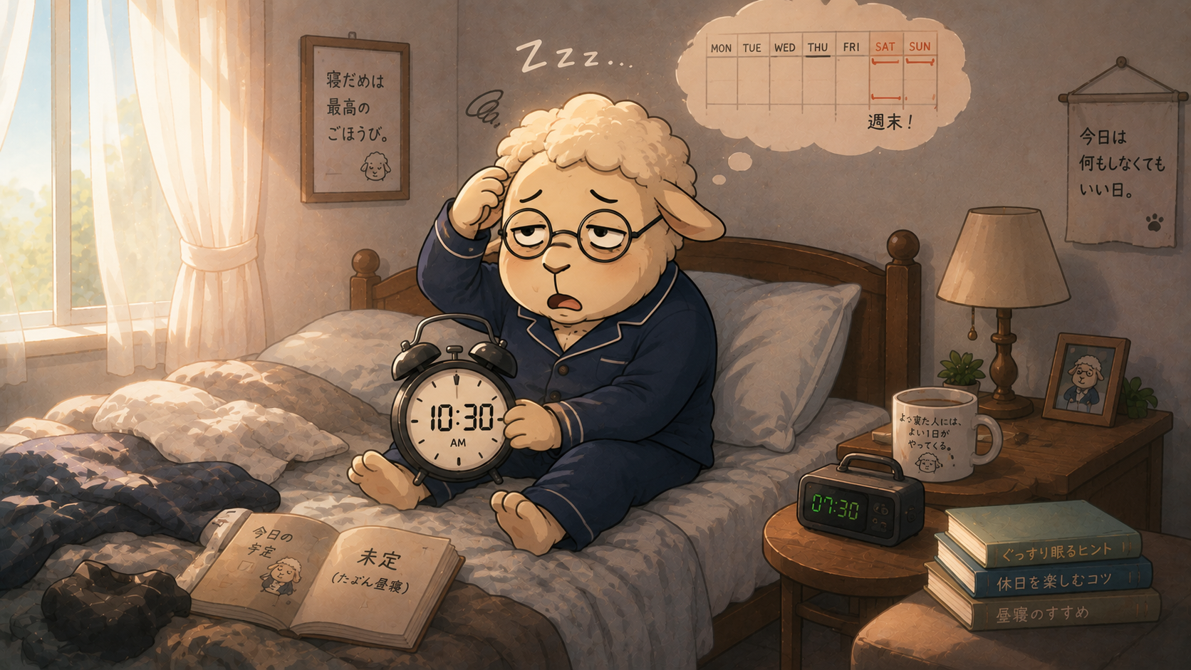1日1時間の睡眠不足を返すのに、約4日かかるそうです。休日の寝だめでは追いつきません
